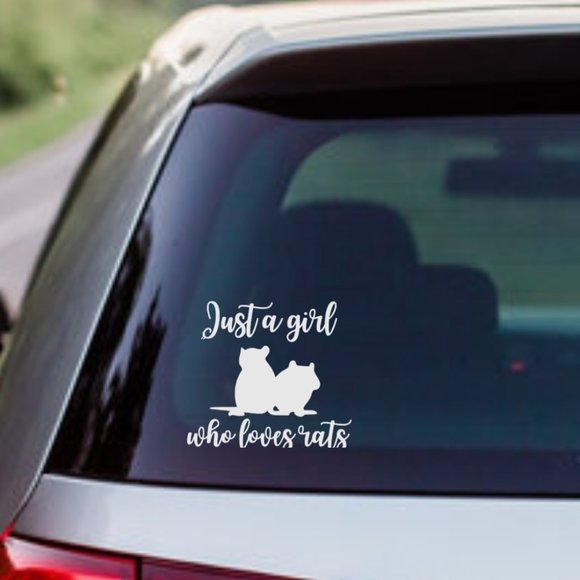 Just A Girl Who Loves Rats- Funny Rats Vinyl Decals Car, Laptop, Windows - Picture 1 of 14